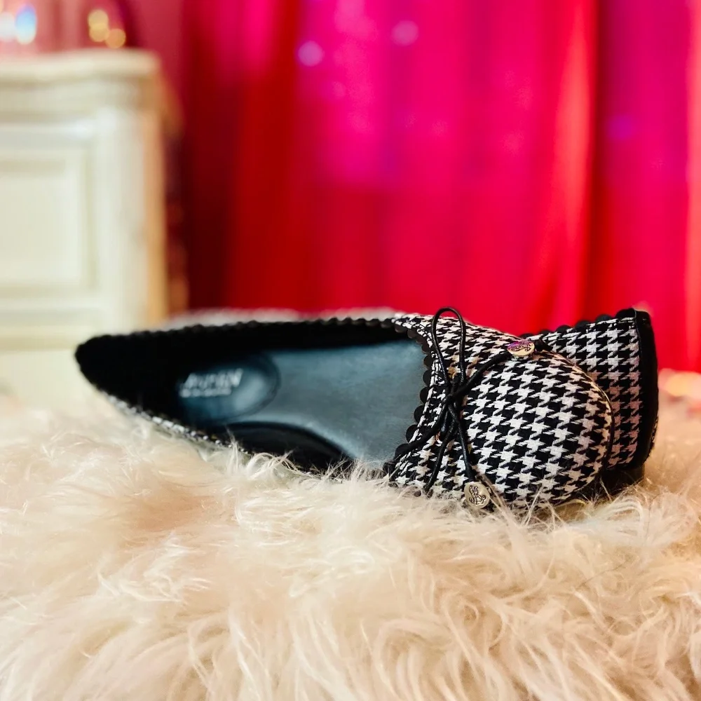 Lauren Ralph Lauren Ballet Pumps Houndstooth Bow Detail Quiet Luxury Women’s 8.5 - Picture 5 of 8